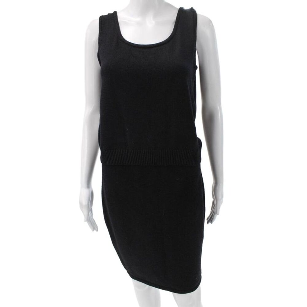 St. John Basics Womens Sweater Dress Wool Black Sleeveless Neck Size S